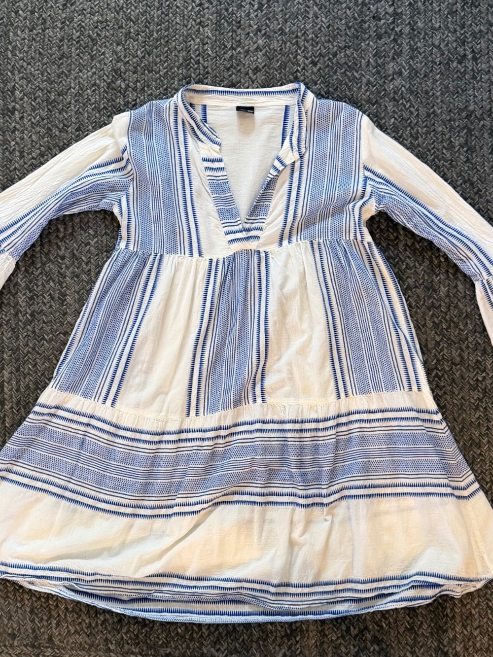 Blue and White Empire Waist Mini Dress
